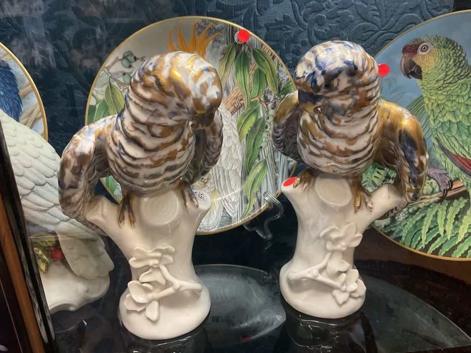 Vista alegre escultura papagaios alt,25 cm Branco azul gold