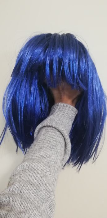 Peruca de carnaval azul