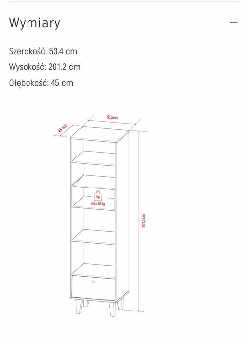 Regal z polkami Vox seria Concept jak nowy.