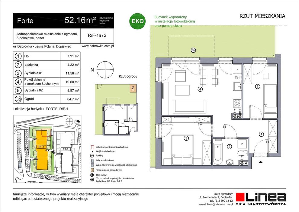 3-pokojowe mieszkanie 52 m² + ogródek - Widok 2
