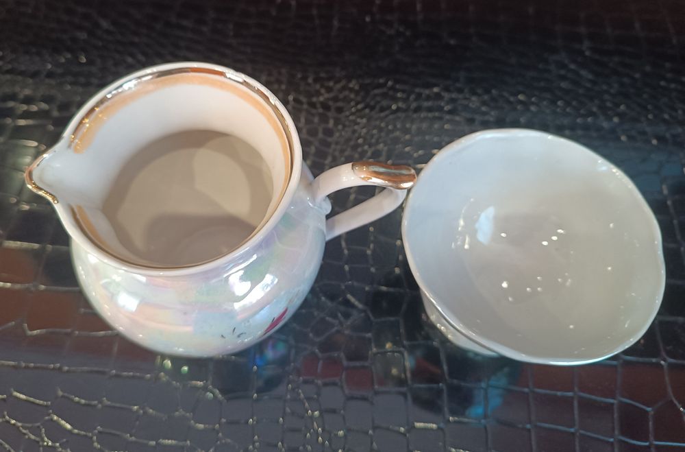 Кувшинчик молочник фарфор Городница сахарница перламутр Полонное СССР