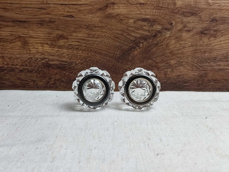 Szklane solniczki , przyprawniki - srebrne okucie