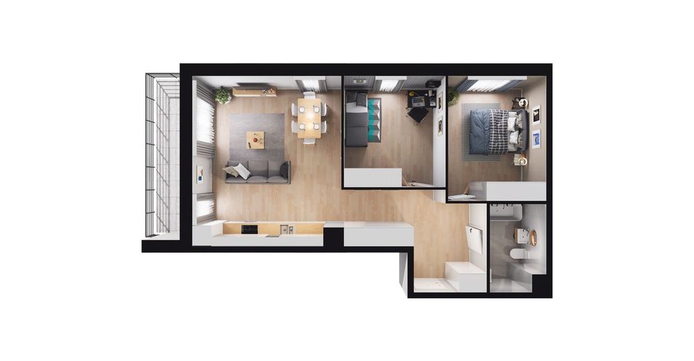 3-pokojowe mieszkanie 66 m² + balkon - Widok 3