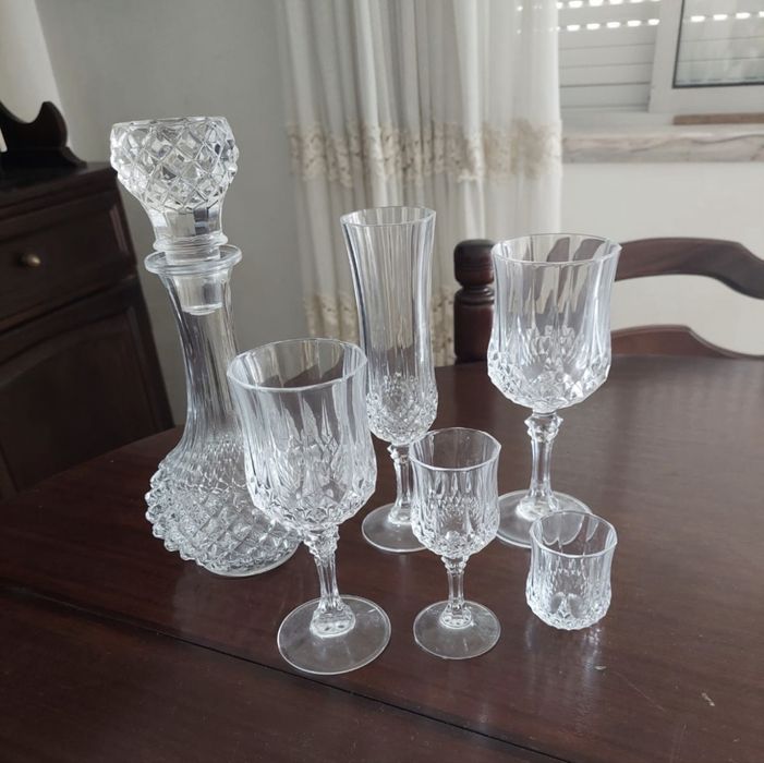 Conjunto copos e garafas Cristal D'Arques