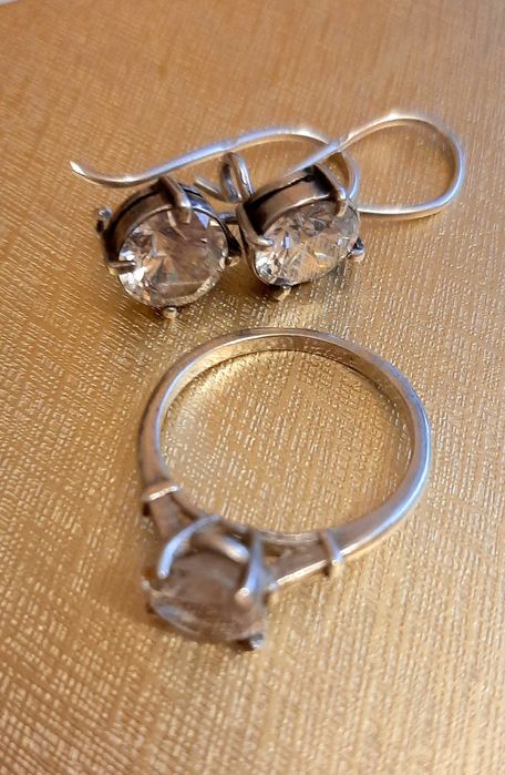 Srebro i cyrkonie, piękny komplet