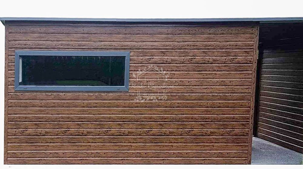 Schowek domek ogrodowy 4,5x2,5m wiata 1,8m antracyt rynny  ID813