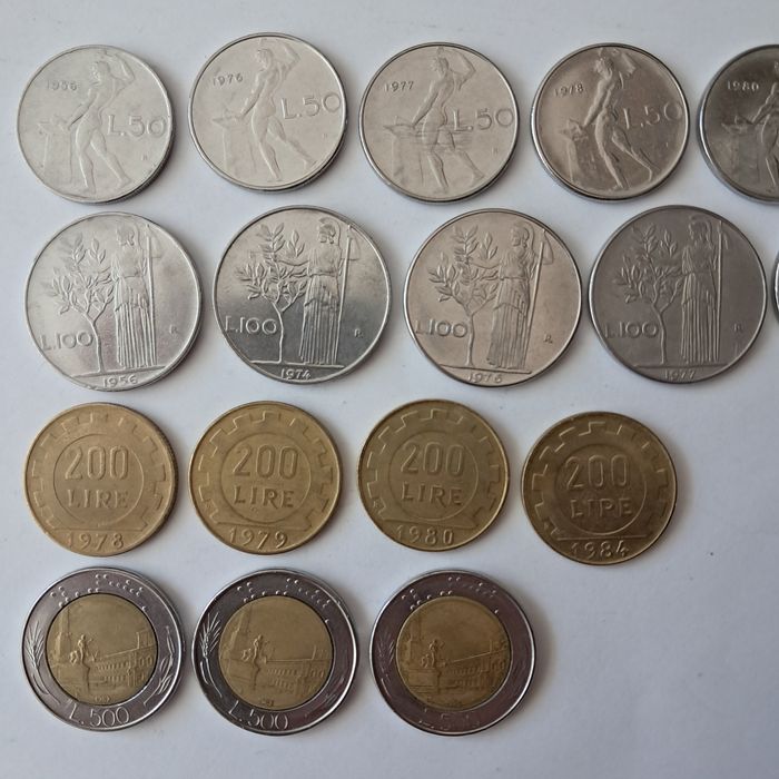 Conjunto de moedas antigas - Itália