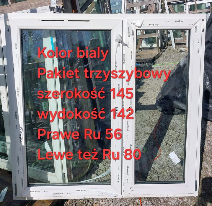 Okna nowe 145x142 3 szybowe 2 uchyły