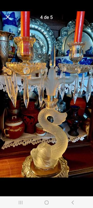 Castiçal de duas velas em vidro da Marinha Grande