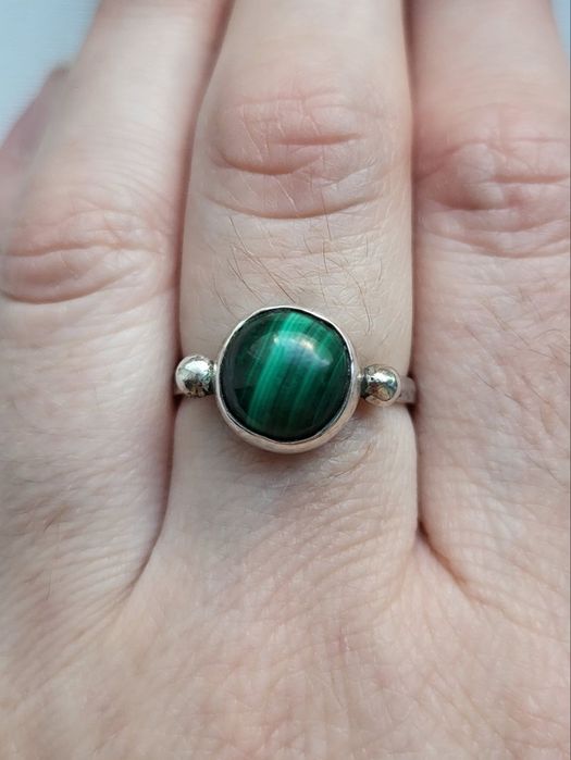 Новое кольцо натуральный малахит серебро 925 импорт