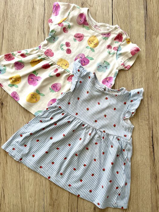 Paka komplet ubranek sukienek dziewczynka niemowlę krótki rękaw letnia