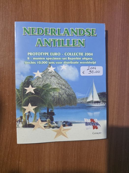conjunto de moedas protótipo Euro das Antilhas Holandesas de 2004.