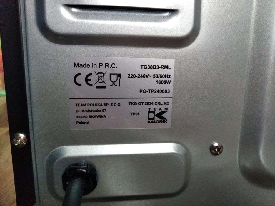 Piekarnik elektryczny Kalorik 38L 1600w + gratisy