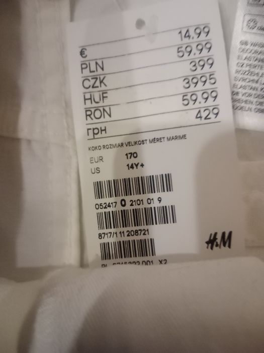 Nowe dziewczęce spodenki dżinsowe r.170 H&M