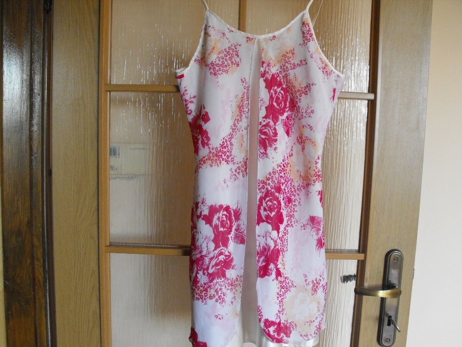 koszulka nocna satynowa z lekką narzutką łączona 2w1- Okazja