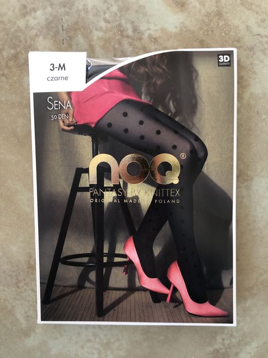 Czarne rajstopy w kropki zest 50den NOQ groszki rozmiar 3 M