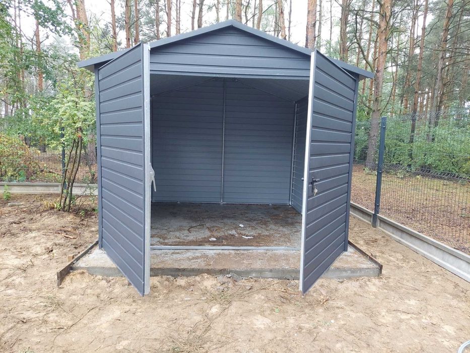 Garaż, schowek 3x3, dwuspad, okno, PREMIUM, antracyt, profil ocynk