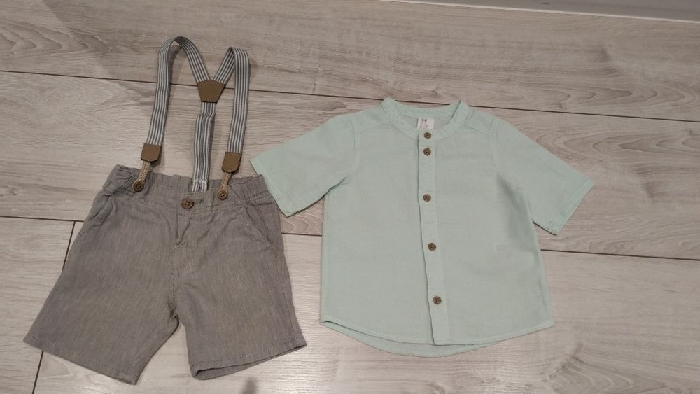 Zestaw H&M koszula spodenki szelki stan idealny 68