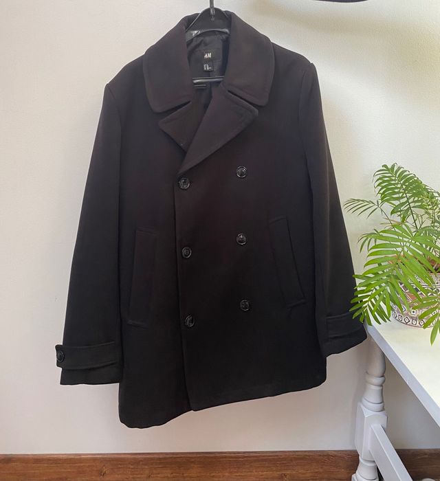 Nowy  ciepły czarny płaszcz męski h&m