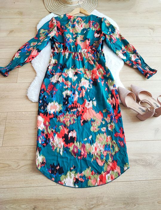 Koszulowa midi sukienka M 38 wesele wieczorowa