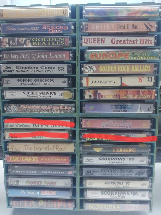 Аудио кассеты б/у Scorpions,  Kiss, Oueen,, Europe