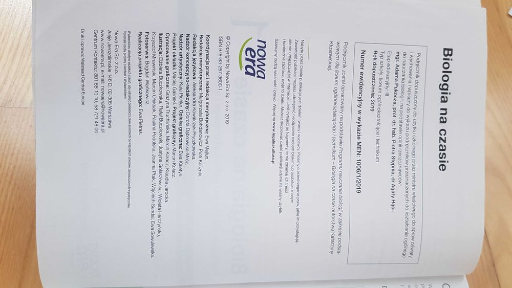 Biologia na czasie 1, zakres podstawowy Nowa Era