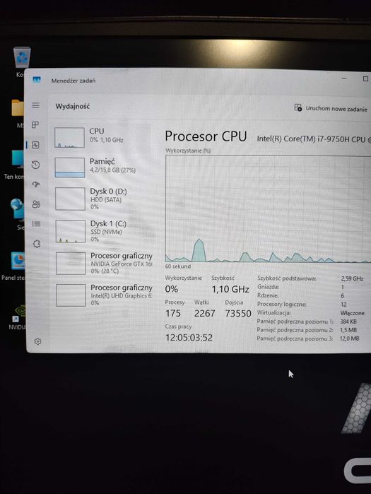 LAPTOP GAMEINGOWY MSI GL75 i7-9750H Windows 11 GTX1660Ti 17,3" 120Hz
