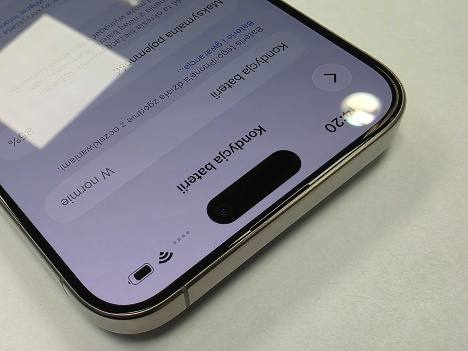 iPhone 15 PRO MAX 256GB Dual SIM (SIM + eSIM)/ Natural Titanium/ BAT 85%/ Grade B+ do A-/ + ładowarka/ GW 12 MSC