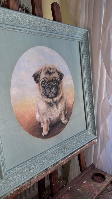 Картина олійними фарбами. Мопс