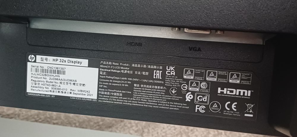 Monitor hp 32s display