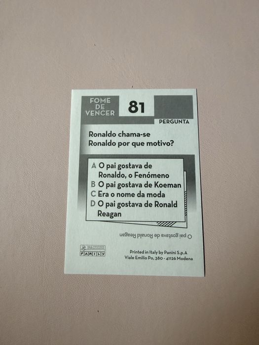 Cromo/Carta Cristiano Ronaldo – Fome de Vencer (Continente/Panini)