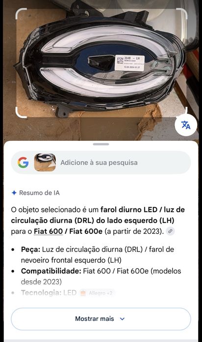 farol diurno LED / luz de circulação diurna (DRL) do lado esquerdo (LH) para o Fiat 600 / Fiat 600e