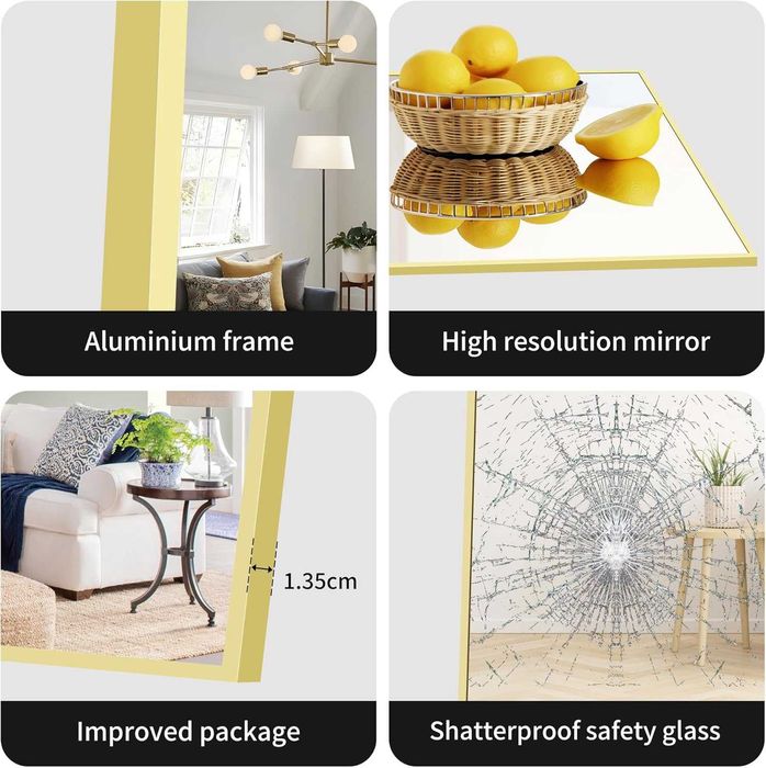 Nowe lustro / lusterko / stojące / kwadratowe / złote / 161x52 / R70!