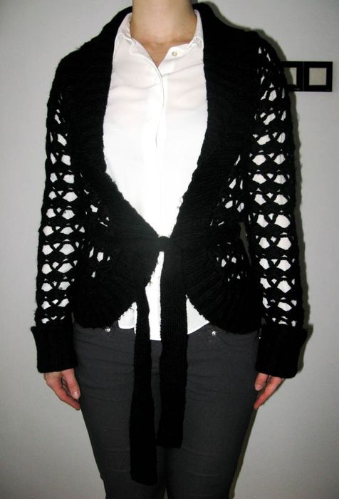 Sweter ażurowy ciepły czarny 40 L dorothy perkins 12 damski duzy