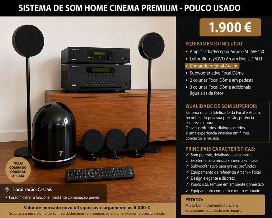 Sistema de som home cinema  premium