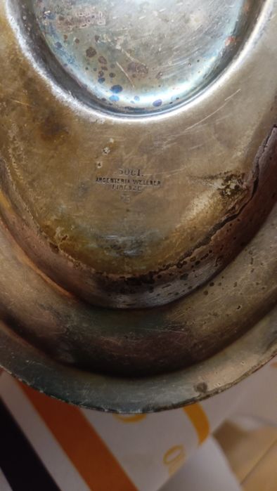 Antyczna posrebrzana sosjera