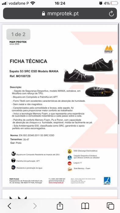 Sapatos de Proteção - n.37