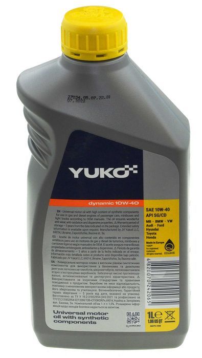 Масло YUKO DYNAMIC 10W-40 SAE API SG/CD 1л,смаз275