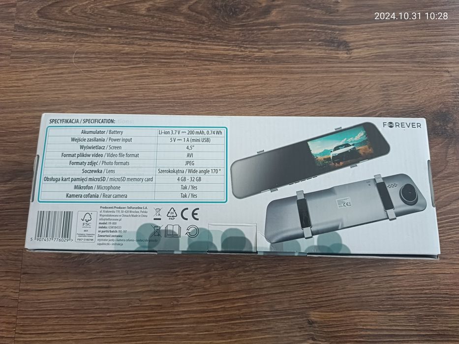 Rejestrator jazdy z kamerą cofania forever