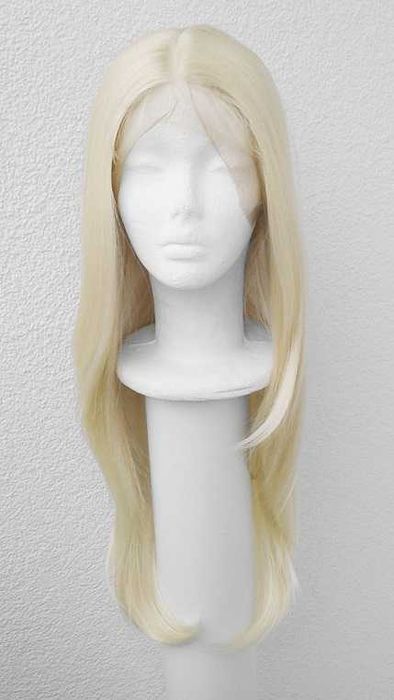 Lace Front długa blond peruka z przedziałkiem prosta cosplay wig