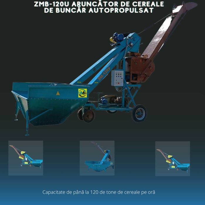 Зернометач самопересувний ЗМБ-120У «Булава», завантаження зерновозів
