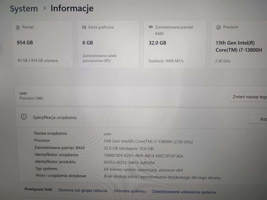 dell precision 5480 i7-13800h rtx 2000 ada 32gb ram 1tb ultrabook gwar