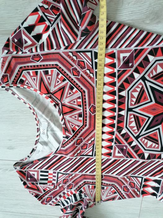 Wzorzysta sukienka geometryczne kształty bpc Bonprix Collection M 38 1