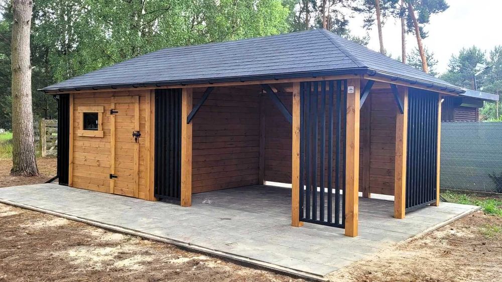 • • • • Domek z altaną 3w1 • • • • NOEMI I z drewutnią Loft DREWNOTRIK