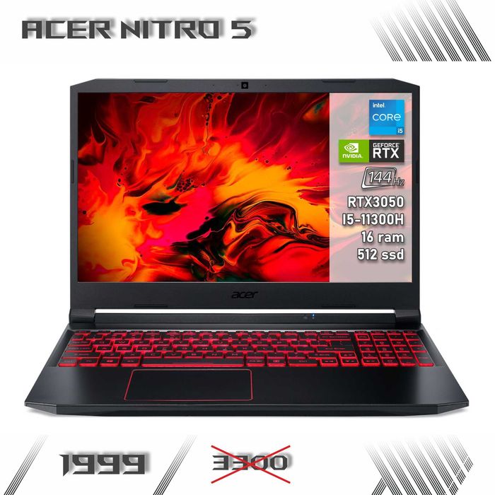 LAPTOP GAMINGOWY Acer Nitro RTX 3050 Intel i5-11400H 144 hz