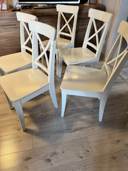 Zestaw 5 krzeseł drewnianych Ikea ROSENTORP