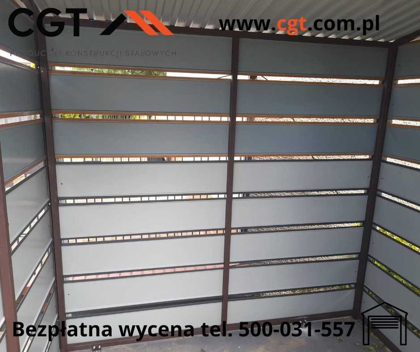 Wiata śmietnikowa 2m szeroka x 1,5 m długa/głęboka