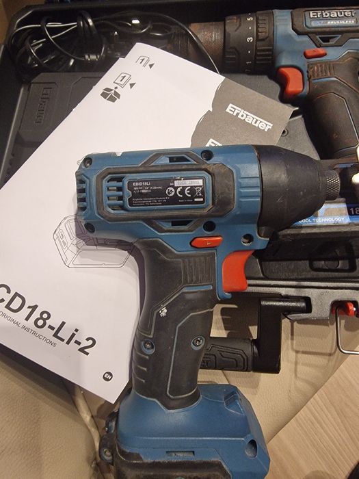 Wkrętarka erbauer ECD18-Li-2 aku 2ah ładowarka + zakrętarka EBID18Li