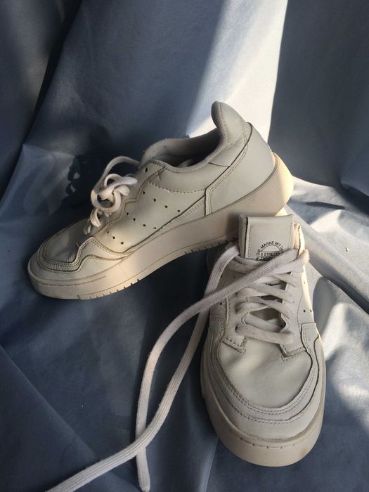 Adidas low white leather sneakers trampki sport 38.5 skóra