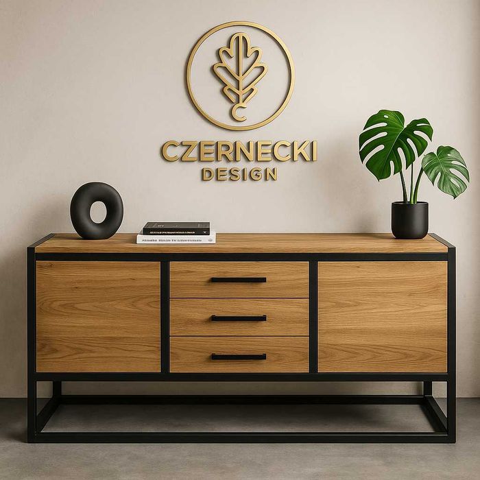 Komoda Dębowa Lite Drewno Nowoczesna Loft